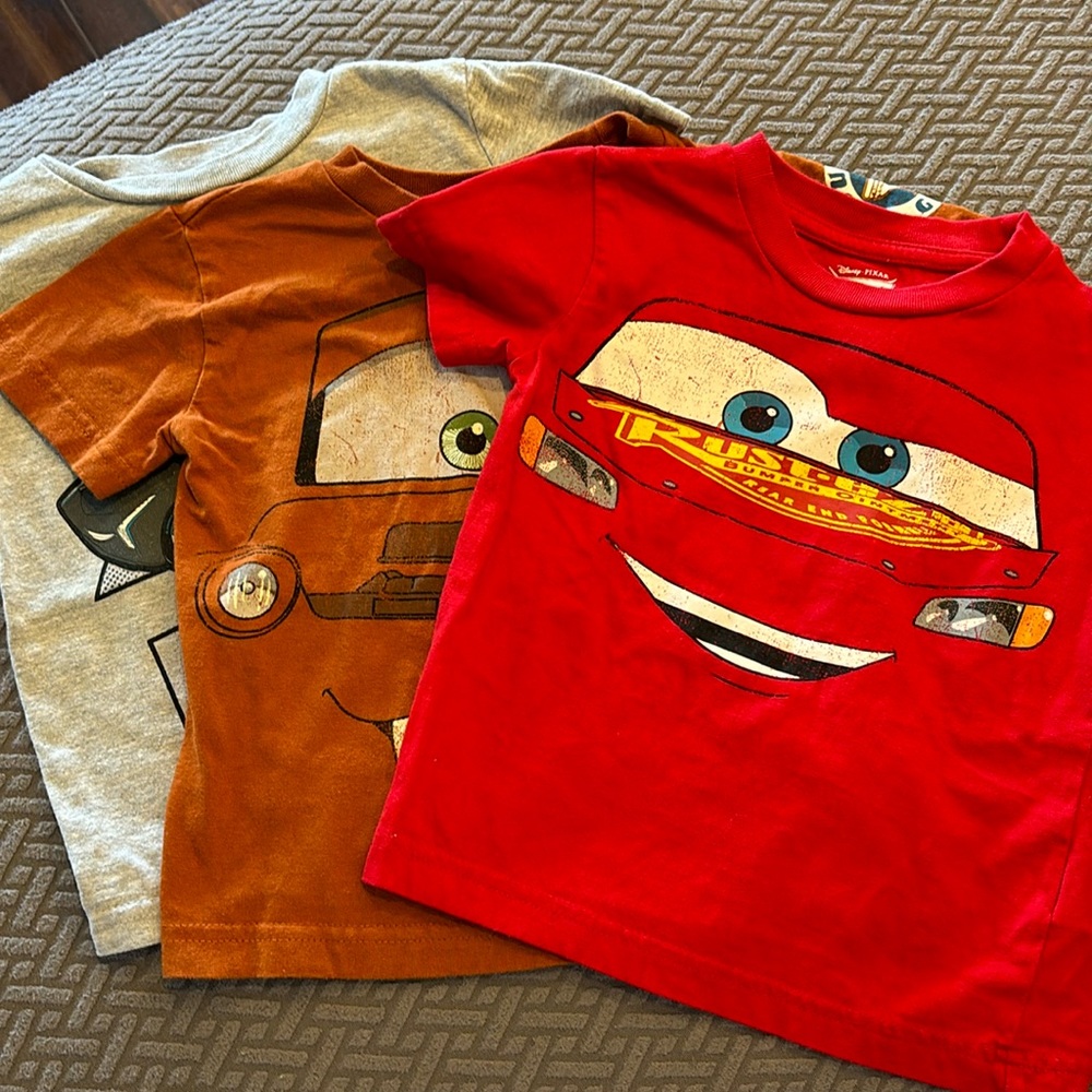 Set of 3 Disney Cars T Shirts. Size 2T